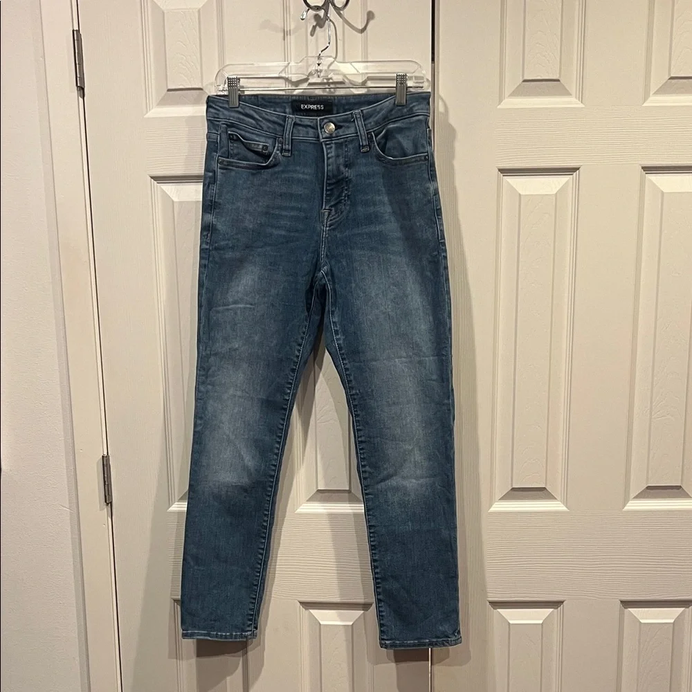 Express Dark Blue Straight Leg Jeans